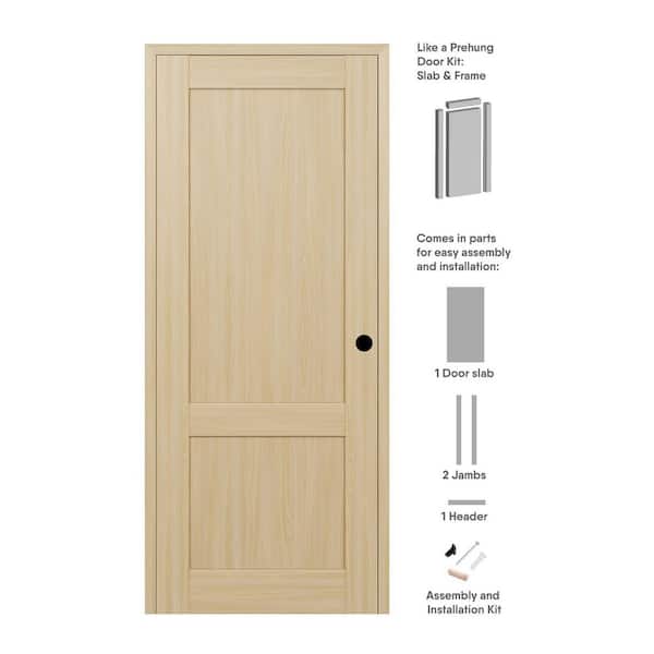 Belldinni 2-Pane Shaker 30 in. x 84 in. Left-Hand Loire Ash Composite Solid Core DIY-Friendly Single Prehung Interior Door