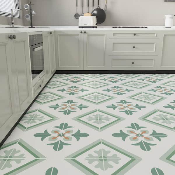 24 in. X 120 in. 4 MIL Green Peel & Stick Vinyl Sheet Flooring, Cut to Length, 5 Pattered Water-Resistant Flooring Roll
