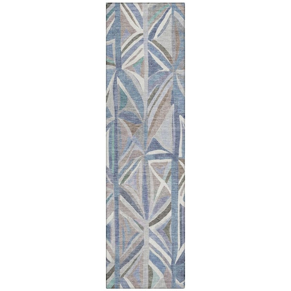 Chantille Machine Washable Indoor/Outdoor Abstract ACN2253 Denim 2 ft. 3 in. x 7 ft. 6 in. Runner Rug