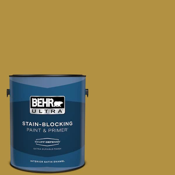 BEHR ULTRA 1 gal. #370D-7 Venetian Gold Extra Durable Satin Enamel Interior Paint & Primer