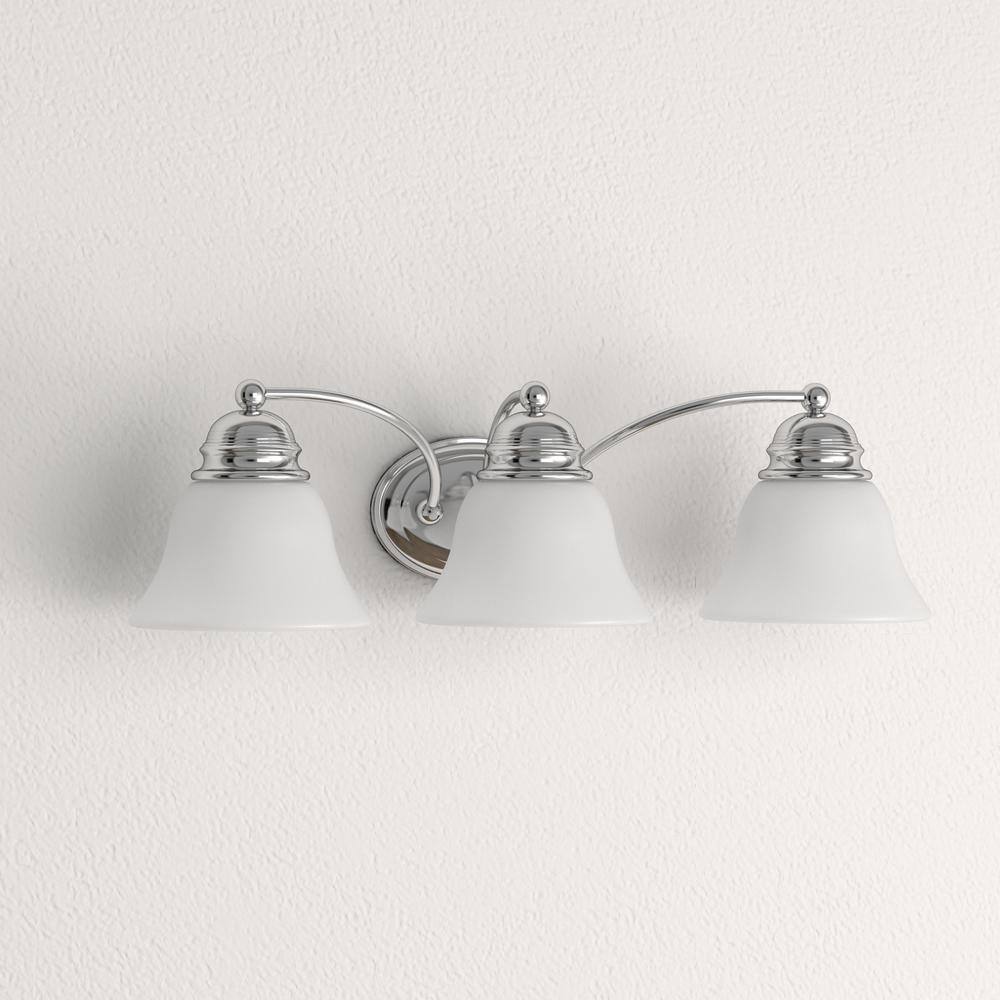 Empire Polished Chrome Three-Light Vanity with Alabaster Glass