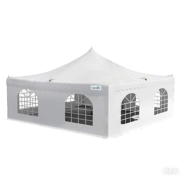 20 ft. x 20 ft. White Fire Retardant Pole Tents Heavy Duty Party Tents PVC Vinly Wedding Party Canopy with Carry Bags