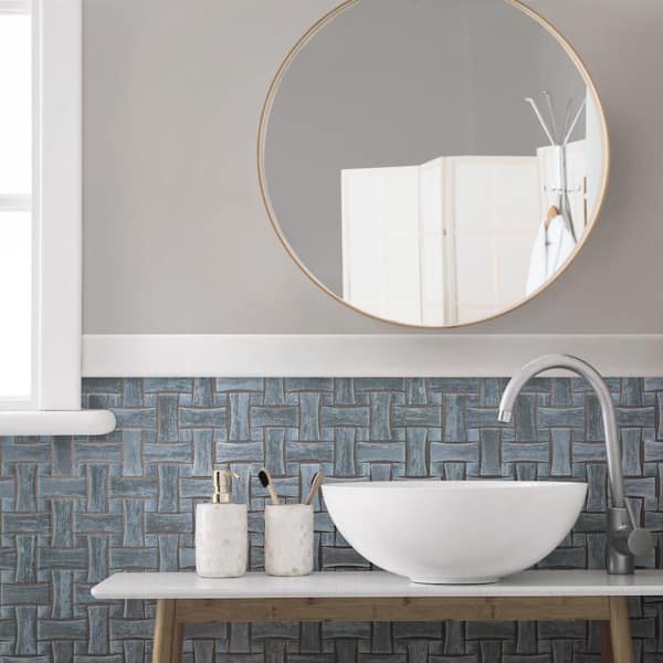 Cassis Dog Bone Basketweave Black with Black Dot 10 in. x 10 in. Porcelain Floor and Wall Mosaic Tile (7.1 sq. ft./Case)