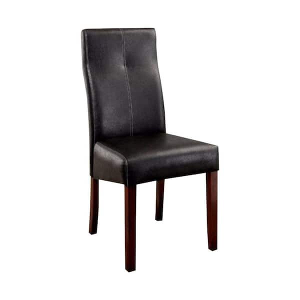 Benjara Contemporary Black Side Chair With Pu (Set of 2)