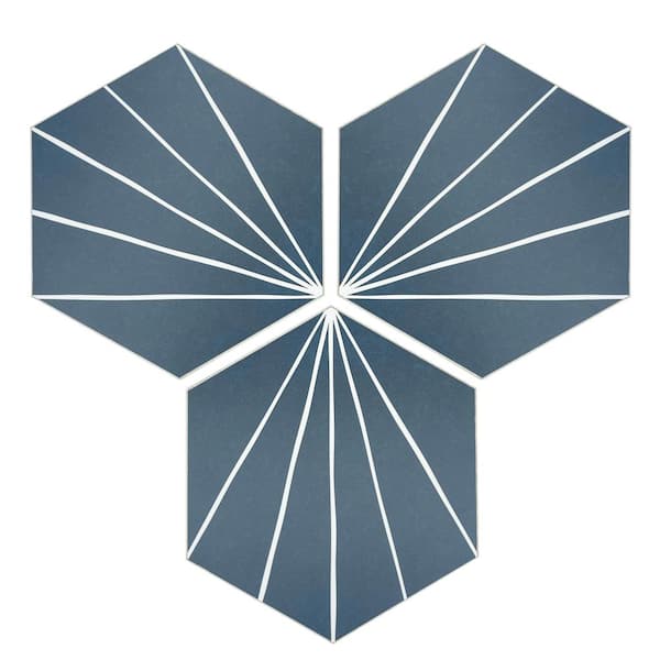 sunwings Art Deco Hexagon 6 in. x 7 in. Blue Peel and Stick Backsplash Stone Composite Wall Tile (45-Tiles, 9.9 sq. ft.)