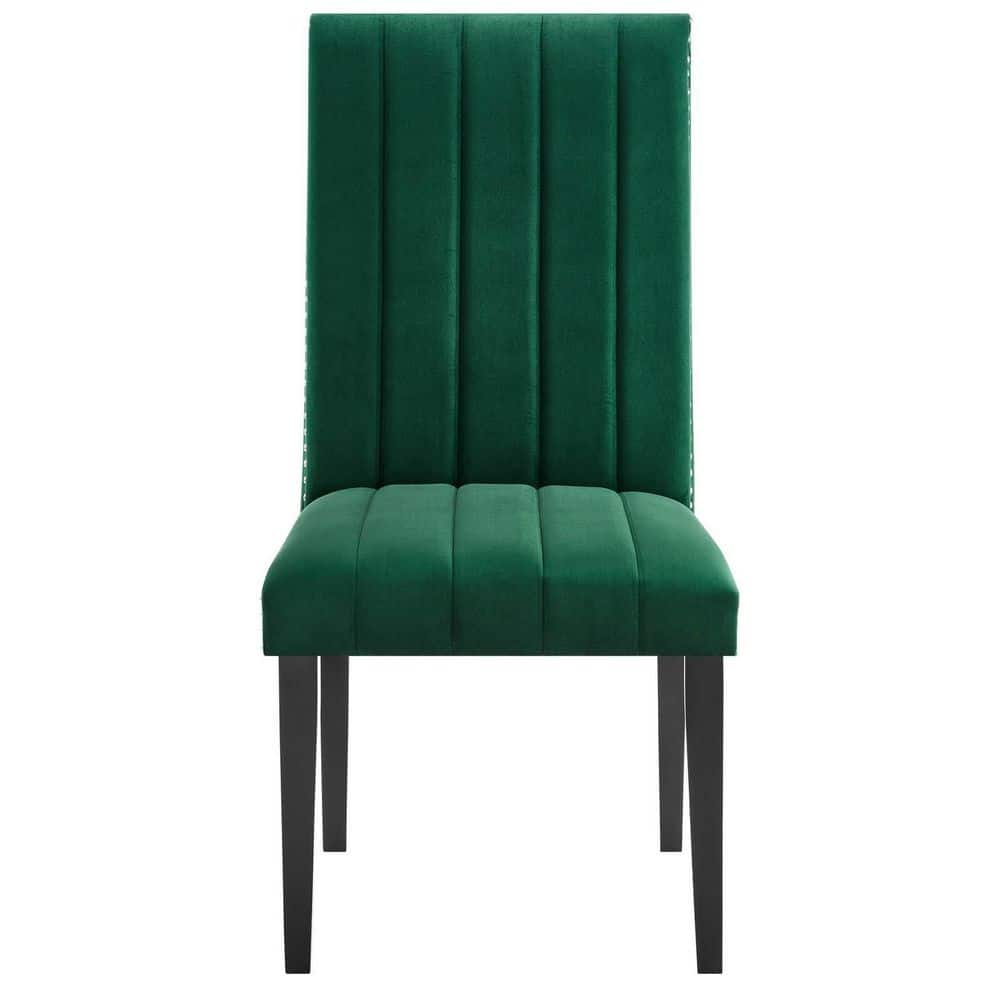 Luxe Deco Green Velvet Upholstered Parsons Side Chair