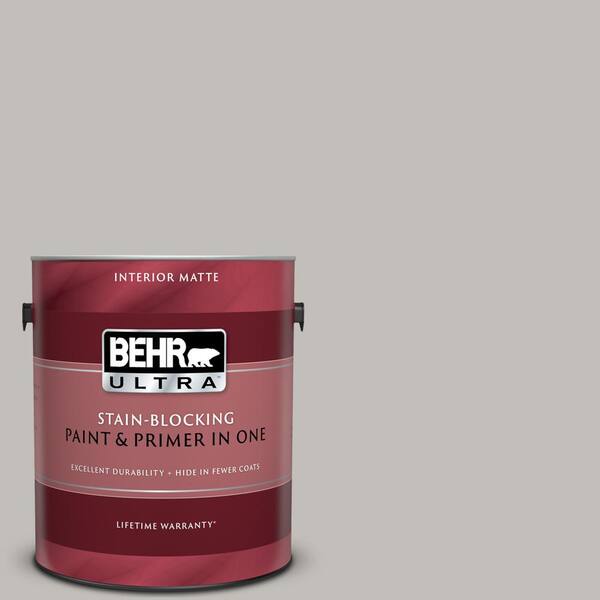 BEHR ULTRA 1 gal. #UL260-11 Natural Gray Matte Interior Paint and Primer in One