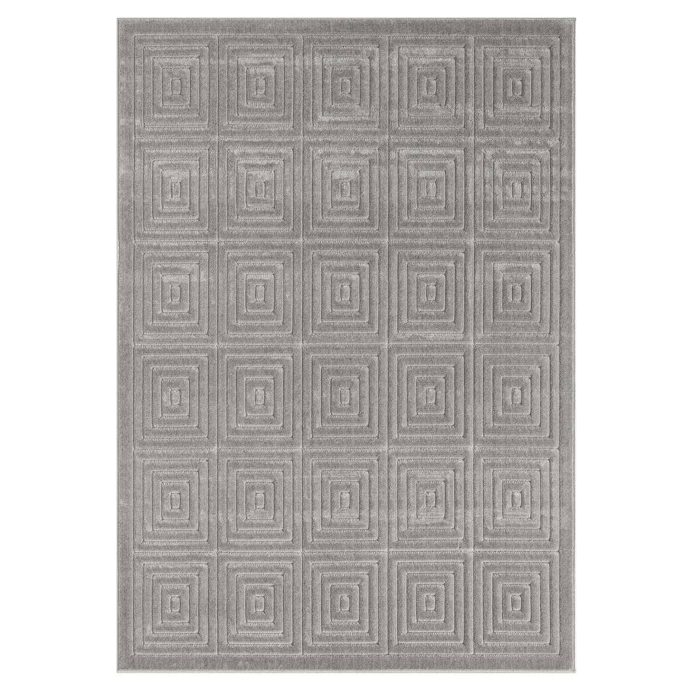 Arlo Gray 5 ft. x 7 ft. Geometric High-Low Polypropylene Indoor/Outdoor Are