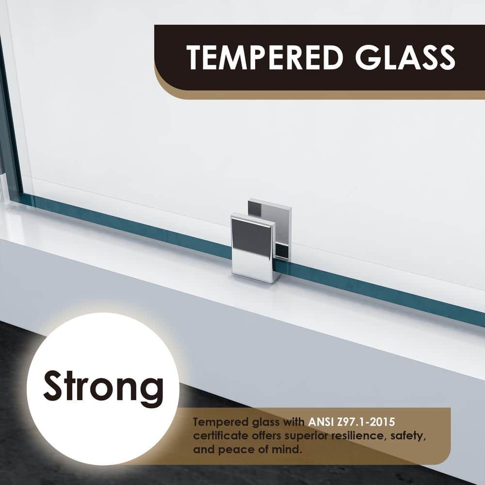 52" W x 74" H Frameless Chrome Glass Shower Door