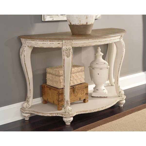 Realyn 48 in. White Rectangle Wood Console Table