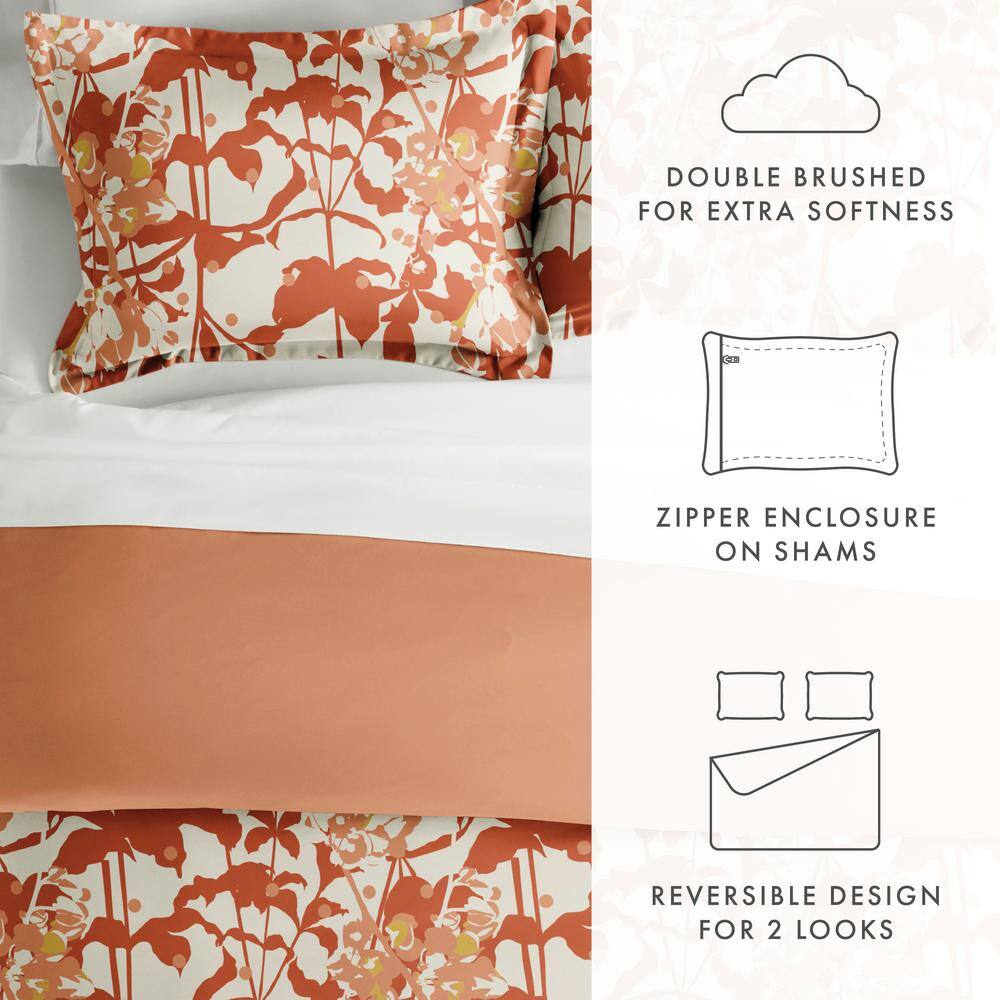 Clay Boho Flower Reversible King/Cal King Duvet Cover Set