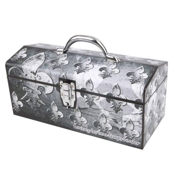 Sainty International 16 in. Fleur De Lis Art Tool Box, Grey