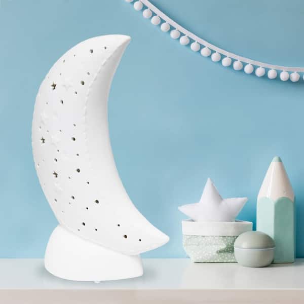 Simple Designs Porcelain Moon Shaped Table Lamp - White