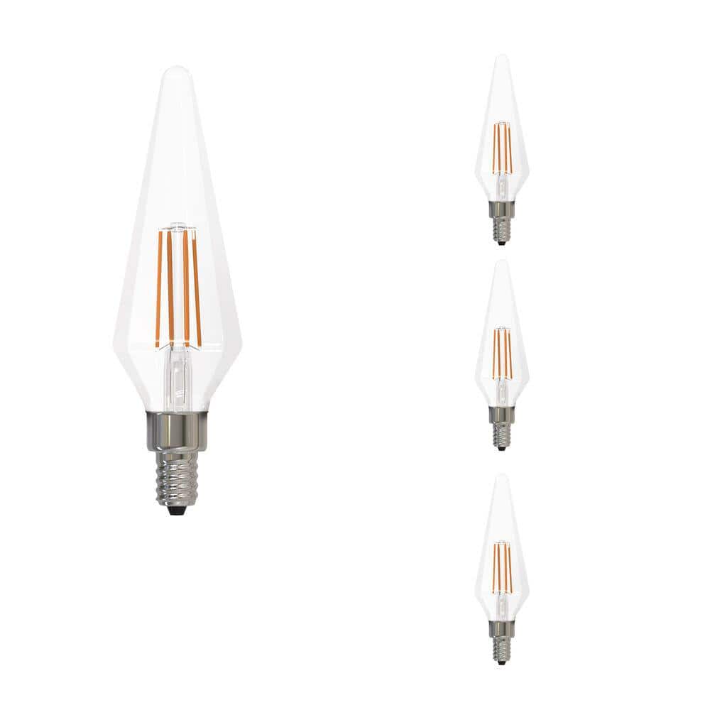 Bulbrite 40-Watt Equivalent Soft White Light Prism (E12) Candelabra Screw Base Dimmable Clear LED Filament Light Bulb (4-Pack) -  862867