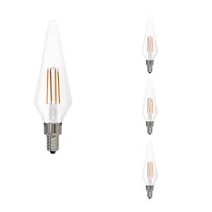 40-Watt Equivalent Soft White Light Prism (E12) Candelabra Screw Base Dimmable Clear LED Filament Light Bulb (4-Pack)