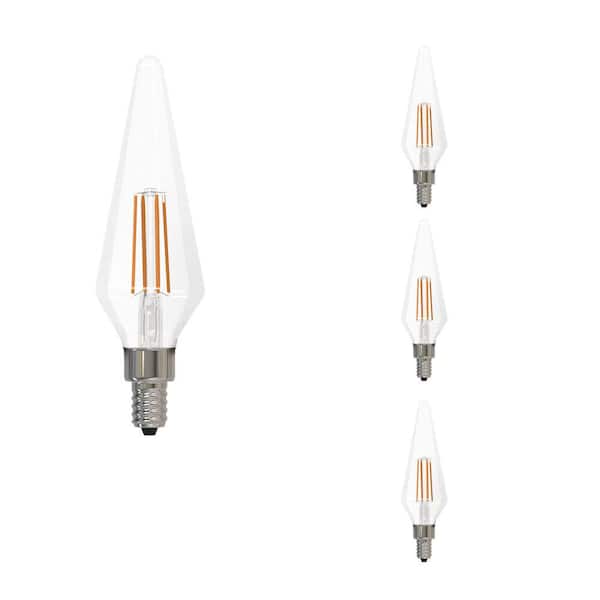 Bulbrite 40-Watt Equivalent Soft White Light Prism (E12) Candelabra Screw Base Dimmable Clear LED Filament Light Bulb (4-Pack)