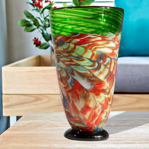 Glasier Multi-Colored Hand-Blown Art Glass Vase