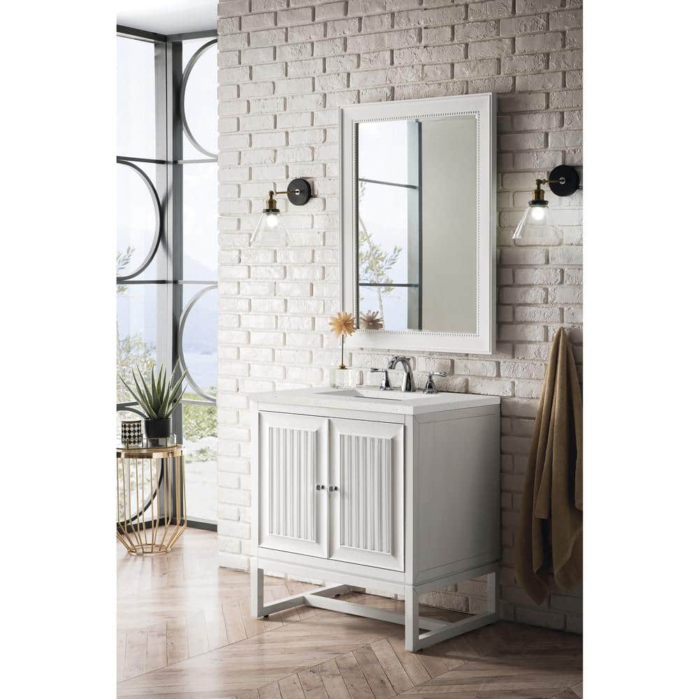 Athens 30" Glossy White Single Bathroom Vanity with Quartz Top