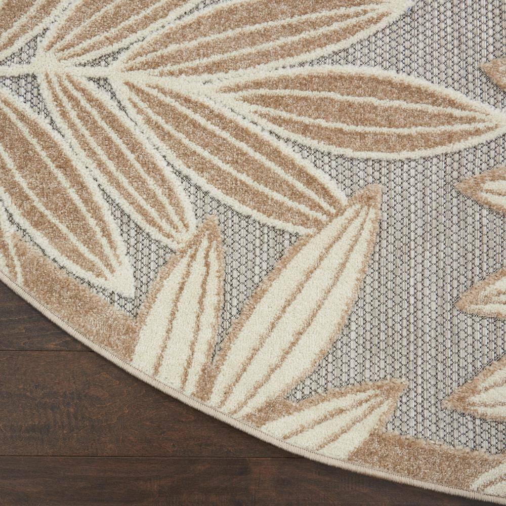 Natural Round Flat Woven Floral Area Rug