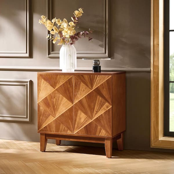 JAYDEN CREATION Tecla Walnut 30.5 in. Accent Cabinet with 1-Shelves and Magnetic Push-To-Open Doors