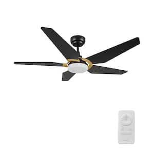 Lanceston 52 in. Color Changing Integrated LED Indoor Matte Black 10-Speed DC Ceiling Fan with Light Kit/Remote Control