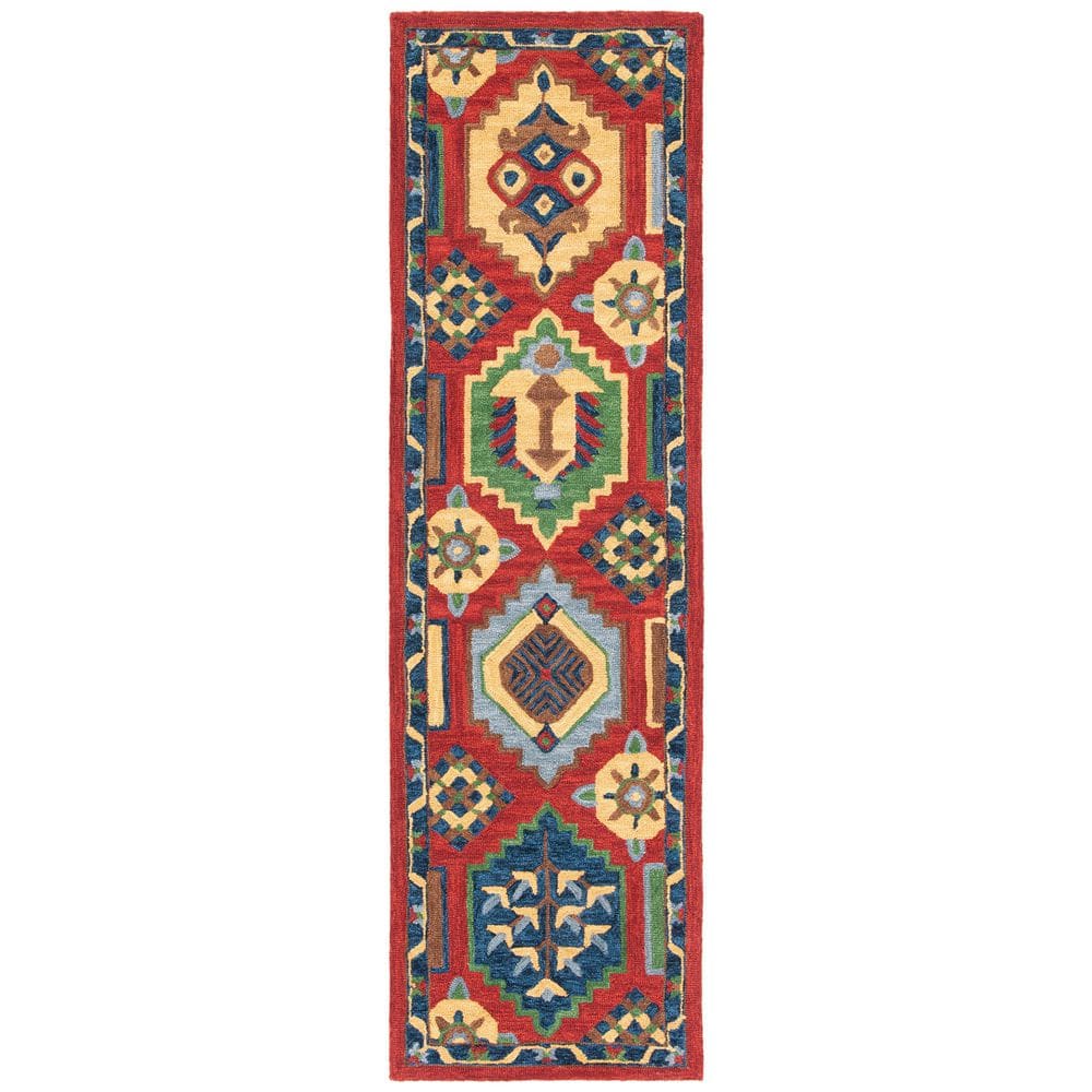 SAFAVIEH Heritage 2 ft. x 8 ft. Red/Gold Border Quatrefoil Runner Rug ...