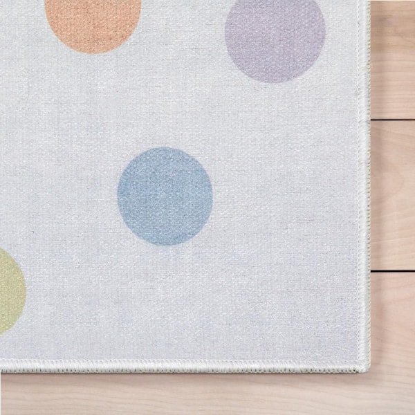 Multi Dot Modern Kids Multi Color 3 ft. 3 in. x 5 ft. Machine Washable Flat-Weave Area Rug