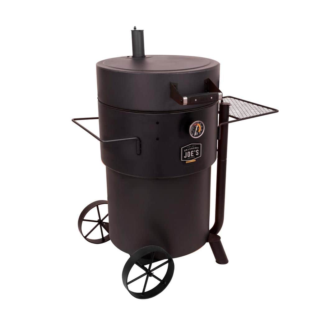 OKLAHOMA JOE'S Bronco Pro Charcoal Drum Smoker and Grill in Black with