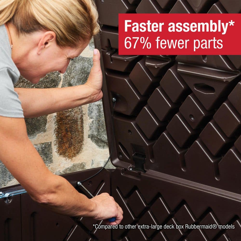 Extra Large Brown Wicker Lockable Resin Deck Box