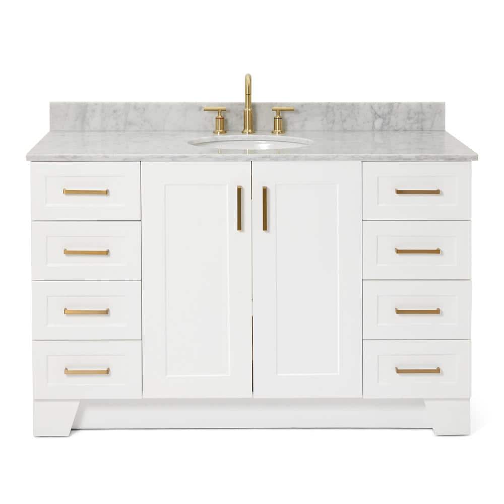 Taylor White Marble Top Freestanding Single Vanity, 55"