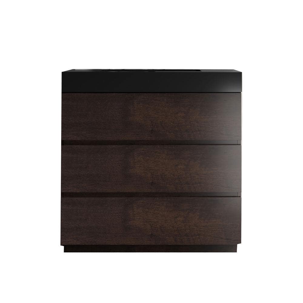 36 in. W Single Sink Freestanding Bath Vanity in Walnut with Black Engineered Quartz Composite Top Unassembled price history on PriceWatchPro
