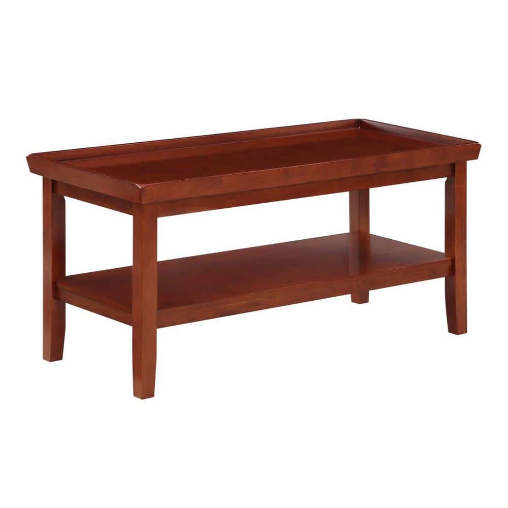 Convenience Concepts Ledgewood 42 in. Mahogany 20 in. H Rectangle Wood Coffee  Table with Shelf V2-227 The Home Depot