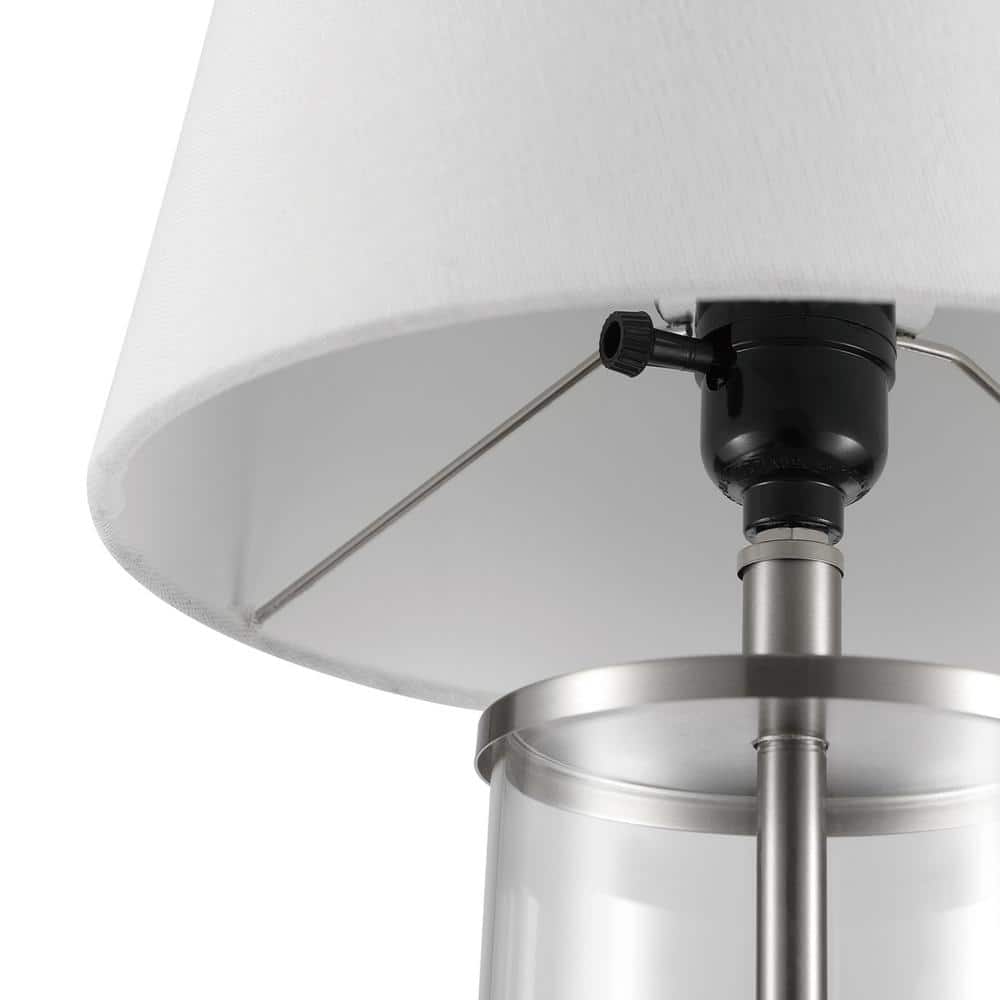 Maya 20" Clear Glass Table Lamp with White Shade