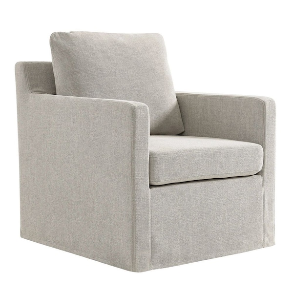 Serene Fabric Slipcovered Swivel Armchair in Linen