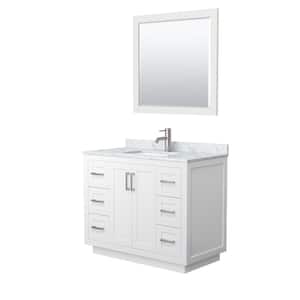 Miranda 42 in. W Single Bath Vanity in White with Marble Vanity Top in White Carrara with White Basin and Mirror