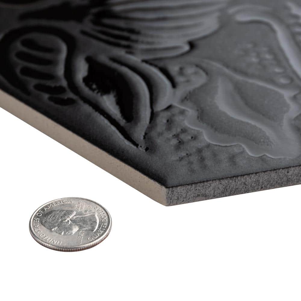 Gaudi Lux Black Porcelain Hexagon Wall and Floor Tile