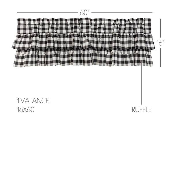 ANNIE BUFFALO Black CHECK VALANCE 16x60 VHC BRANDS COUNTRY Cottage 