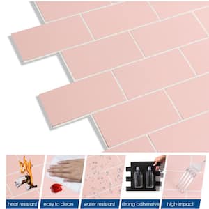 12 in. x 12 in. PVC Pink Peel and Stick Backsplash Subway Tiles for Kitchen (20-Sheets/20 sq. ft.)