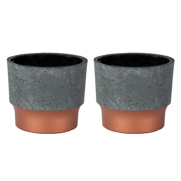 THE HC COMPANIES 3 in. Sprite Succulent Planter Pot, Faux Concrete Copper (2-Pack)