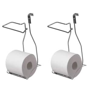 Chrome Over the Tank 2 Slots Toilet Tissue Paper Holder Organizer for Bathroom Storage, Set of 2