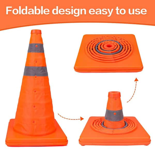 Pro Space 12 in. Collapsible Traffic Safety Cones with Reflective