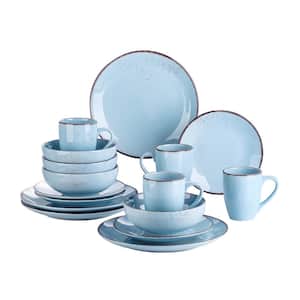 Navia 16-Piece Vintage Oceano Light Blue Stoneware Dinnerware Set (Service for 4)