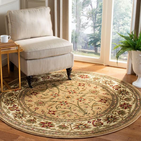 Lyndhurst 6 ft. x 6 ft. Beige/Ivory Floral Round Rug