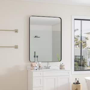 30 in. W x 40 in. H Rectangular Metal Framed Wall Bathroom Vanity Mirror in Black