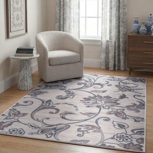 Madison Floral Cream 5 ft. x 7 ft. Indoor Area Rug