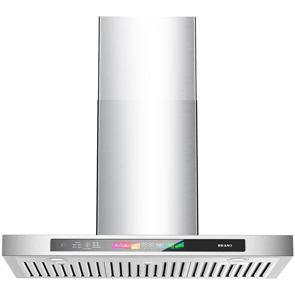 30 in. 900 CFM Ducted Range Hood in Sliver Stainless Steel Wall-Mounted Range Hood with 2-Piece Adjustable Lights