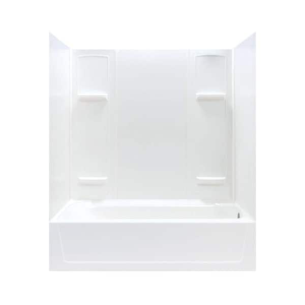 MUSTEE Durawall 60 in. L x 30 in. W x 70.75 in. H Rectangular Tub/ Shower Combo Unit in White with Right-Hand Drain