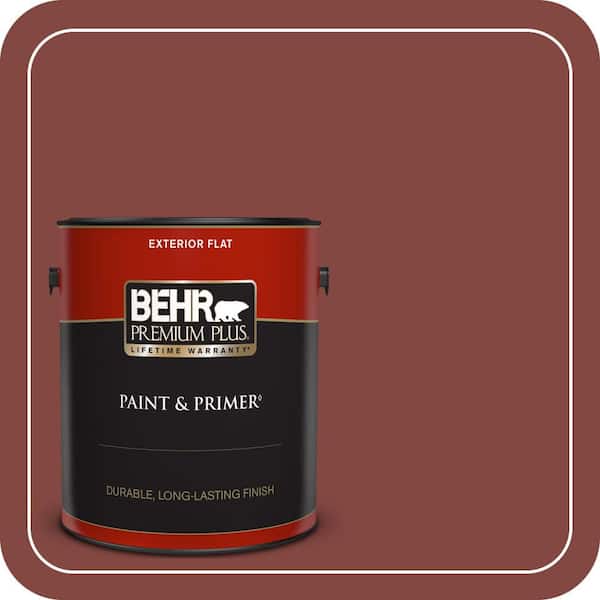 BEHR PREMIUM PLUS 1 gal. #S-H-170 Red Brick Flat Exterior Paint & Primer