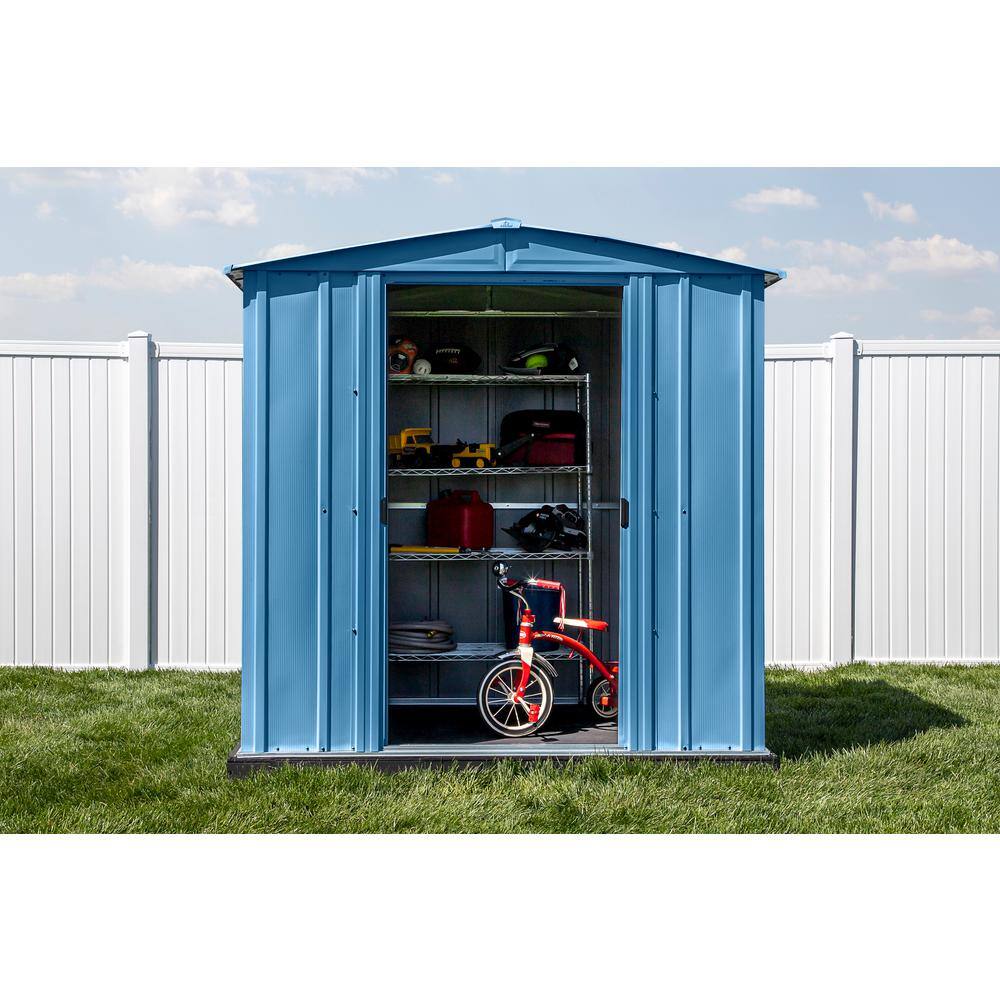 6 ft. x 7 ft. Blue Grey Steel Storage Shed with Sliding Doors