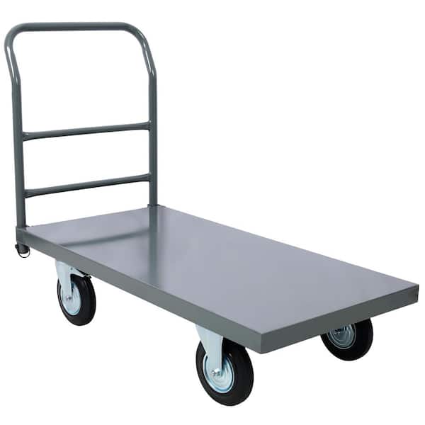 2000 lbs. Capacity Heavy Duty Dark Gray Flatbed Hand Truck Platform Truck Industrial Flat Dolly Cart with Wheels
